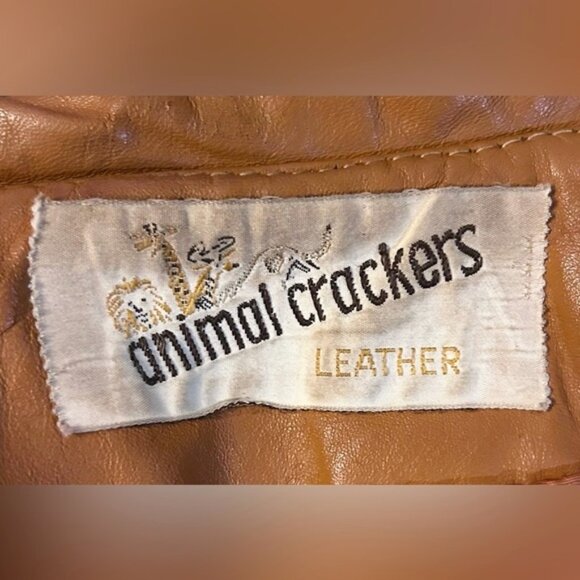 Vintage 70s Animal Crackers Camel Tan Genuine Leather Boho Hippy Jacket~M~ - Picture 6 of 6